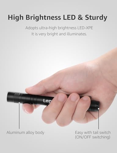 Lepro Black LED Pen Flashlight 2 Pack - Waterproof Mini Pocket Work Light