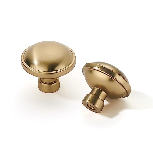 Khtumeware 10 Pack 1-1/4 Inch Champagne Bronze Cabinet Knobs - Solid Round Drawer Pulls