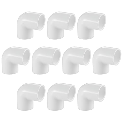 Lesso 10 Pack 3/4 Inch 2-Way 90 Degree PVC Elbow Fittings for Plumbing & DIY Projects