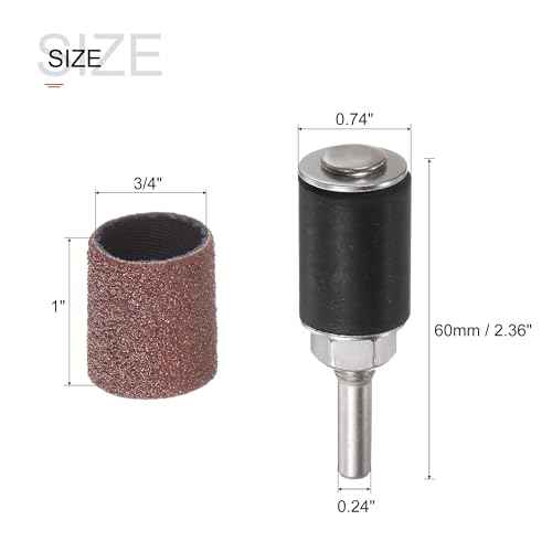 uxcell 30 Pcs 3/4 Inch Sanding Sleeves Sandpaper Set 80 Grit with 2 Pcs 0.79 Inch Drum Mandrels for Rotary Tools