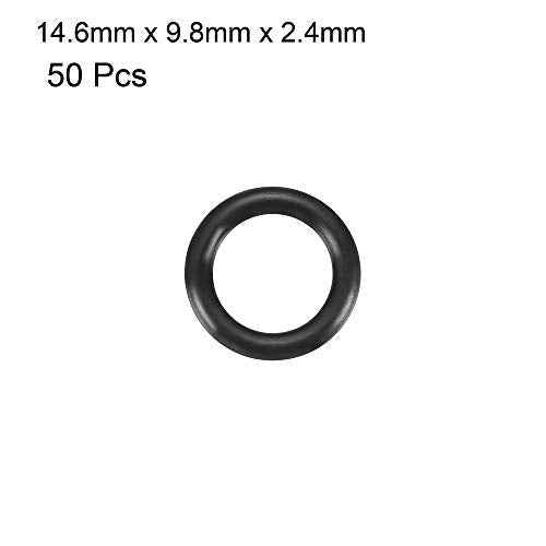 uxcell Nitrile Rubber O-Rings 14.6mm OD 9.8mm ID 2.4mm Width, Metric Sealing Gasket, Pack of 50