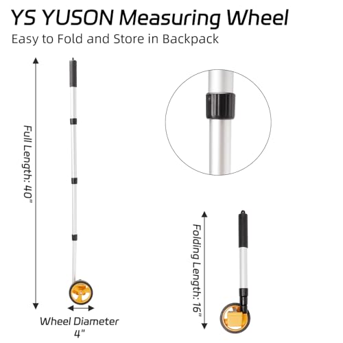 YS YUSON 4 Inch Digital Rolling Measuring Wheel - 9999 Ft, Tape Measure & Level, One-Button Reset