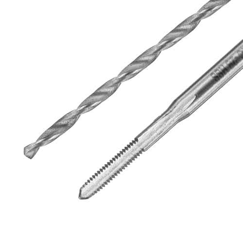 uxcell Tap and Drill Bit Set, 2pcs 2-56 UNC Straight Flute Thread Screw Taps & 2pcs 1.8mm Twist Drill Bits, HSS-6542 Tapping Threading Tool Kit