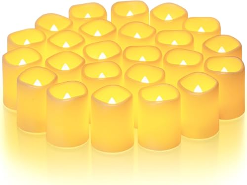 Homemory Ivory Flickering LED Votive Candles - 24 Pack, Warm White, Battery Operated