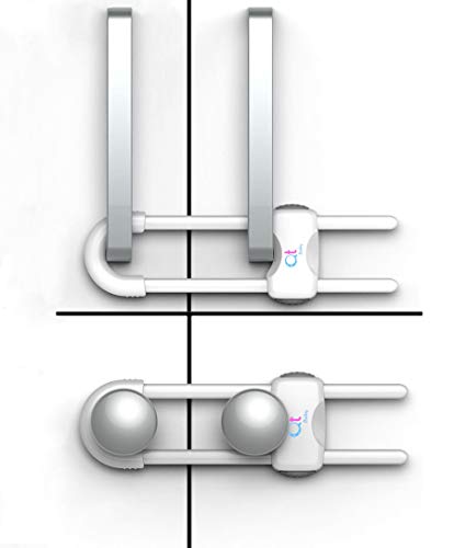 QT BABY Adjustable Baby Proofing Cabinet Locks Pack of 2, White - Child Safety Locks for Drawers, Fridge, Closet
