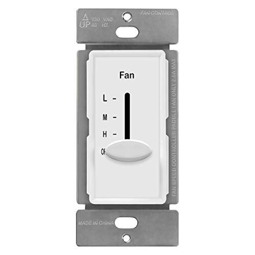ENERLITES 3-Speed Ceiling Fan Control Switch, Single Pole, White, 1 Pack
