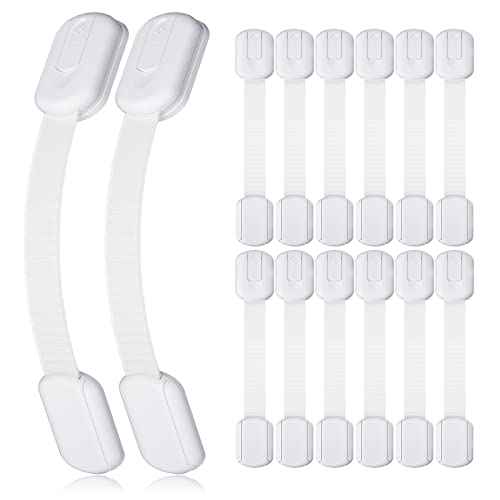 4our Kiddies Child Proof Cabinet Locks for Baby Proofing, 14 Pack Baby Proof Drawer Locks for Kids, Child Safety, Adjustable Child Locks for Cabinet and Drawers with 12 Extra 3M Adhesives, No Drilling