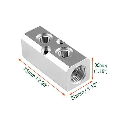 2 Way Pneumatic Manifold Air Distribution Block, Compressed Air Manifold Pneumatic Block, Air Coupler Fast Connector for Compressor, Silver