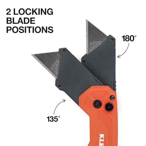 Klein Tools 44307 FLICKBLADE Folding Utility Knife, Subcompact Design with Quick-Change Triple-Ground Carbon Steel Blade, Dual Locking Positions, and Pocket Clip