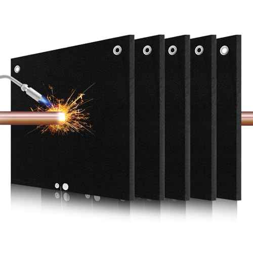 1/5"(5mm) Welding Blanket Fireproof, 5 Pack 12'' x 12'' Heat Shield Welding Pad, Brazing Heat Shield for Torch, Brazing Blanket for Pipe Soldering, Flame Resistant Brazing Mat for Plumbing, HVAC