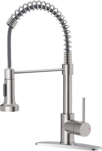 OWOFAN Brushed Nickel Kitchen Faucet with Pull Down Sprayer - Classic Model, Easy DIY Installation