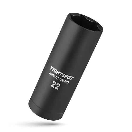 TIGHTSPOT 3/8 Inch Drive - 22 mm Deep Impact Socket with Anti-Rounding 6 Point Design, Heat-Treated CRMO Steel, Metric