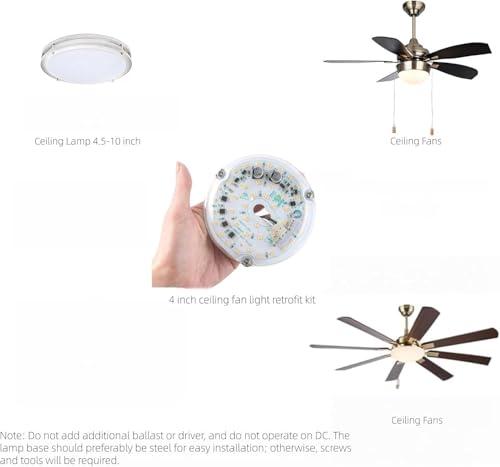 Ledytech 4 Inch White LED Retrofit Light Kit for Ceiling Fans 18W 6000K 2200LM Dimmable ETL