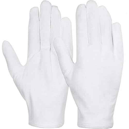 anezus 6 Pairs White Cotton Gloves for Dry Hands Eczema SPA Moisturizing, Work Glove Liners for Serving Costume Inspection