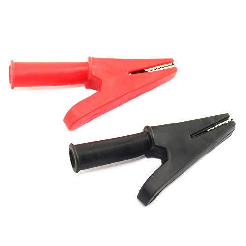 2Pairs Full Insulation Car Battery Test Lead, 30A Protecting Alligator Clips Crocodile Clamps (Black+Red)