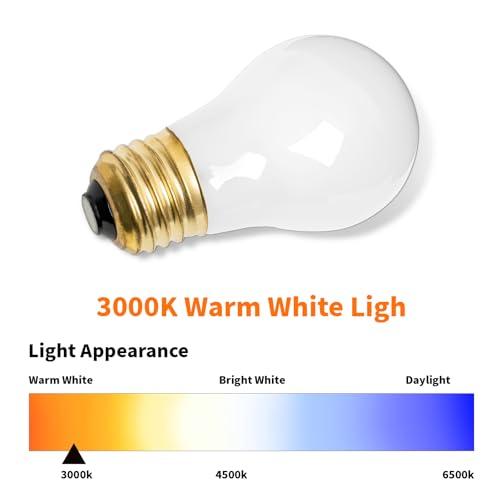 Belleone 8009 2 Pack 40W Refrigerator & Oven Light Bulbs, E26 120V, Yellow Warm Light