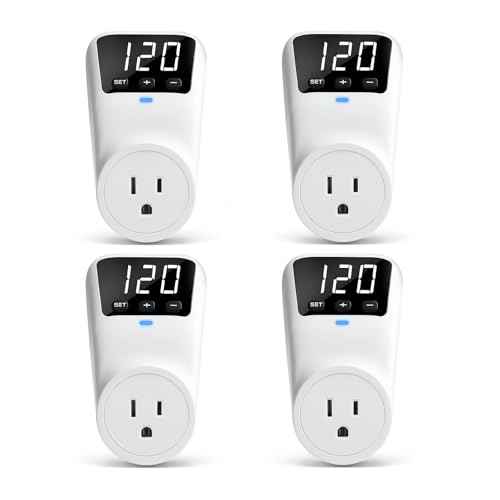 BSEED Surge Protector, 1800W Wall Surge Protector for Refrigerator, TV, PC, Home Appliance, Voltage Regulator with LED Display Screen, Adjustable Voltage Protector, 15A, 120V, 4 Pack