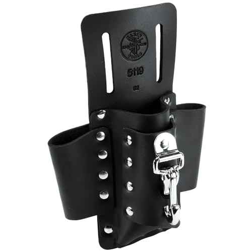 Klein Tools 5119 Tool Pouch, Multi Tool Holder with 4 Pockets and Knife Holder is Great for Electrician Gifts
