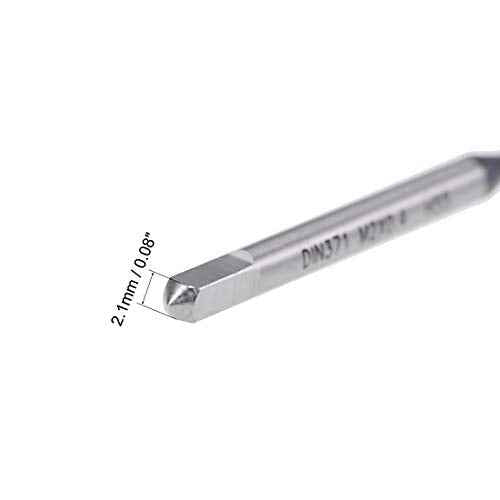 uxcell M2 x 0.4 Spiral Point Threading Tap, H2 Tolerance High Speed Steel TICN Coated, Round Shank with Square End, DIN371/376, Metric Screw Taps Tapping Bit for Thread Repair, 2pcs