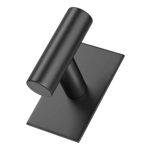 VAEHOLD Wall Towel Hooks, Heavy Duty Sticky Holder Waterproof Towel Hooks for Hanging Coat, Clothes, Closet Hook Wall Mount for Kitchen (Black, 4 Pack)