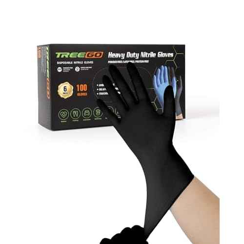 TREEGO 6 Mil Nitrile Gloves ? Medical Grade Heavy Duty Disposable Gloves, Latex & Powder Free, Chemical Resistant