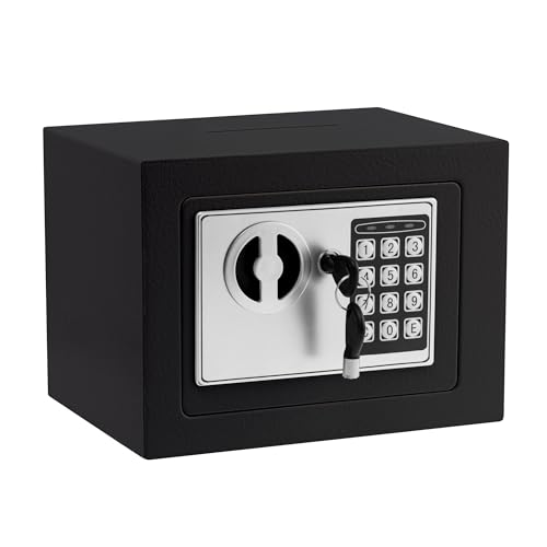 Ellaig Black Digital Wall Safe 9.05x6.7x6.7 Inches Mini Security Safe for Jewelry Coins & Guns