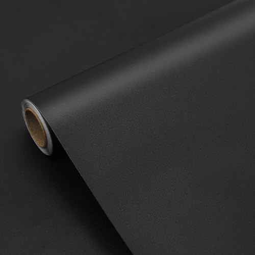 seonta Black Contact Paper Thick Peel and Stick Wallpaper 16"x78.5" Decorative Matte Self Adhesive Wall Paper Waterpoof Decorative Vinyl Film Wrap for Walls Furniture Countertop