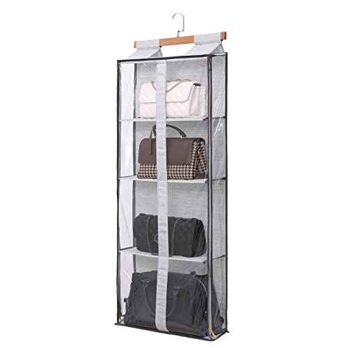 Purse organizer for closet, Easy Access Wardrobe Tote Bag Purse Storage Holder Over The Door Space Saving Shelf Pocket for Bedrooms Living Room