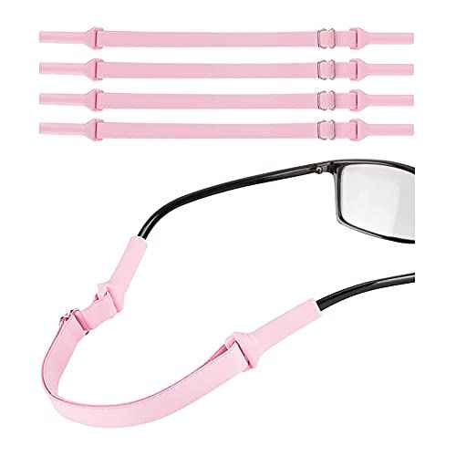 lvvfit Adjustable Glasses Strap, No Tail Adjustable Eyewear Retainer Glasses Straps, Sunglasses Straps for Men,Women,kids (4pcs Pink)