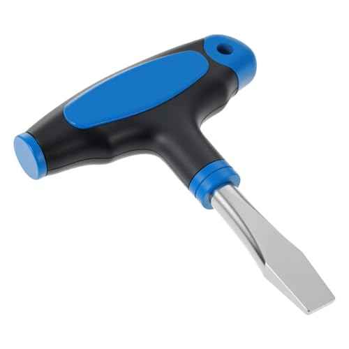 10mm T Handle Flat Head Screwdriver T-Type Screw Driver Kit Ergonomic Short Flathead Screwdrivers Assembly Tools with Plastic Handle for Slotted Screw, 10mm