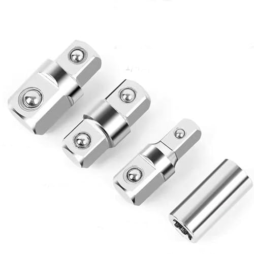 4pcs 1/2",1/4" and 3/8" Square Drive Adapters,Double-head External Square Internal Hexagonal Connector Electric Wrench for Head Outer Square Electric Wrench Extension Rod