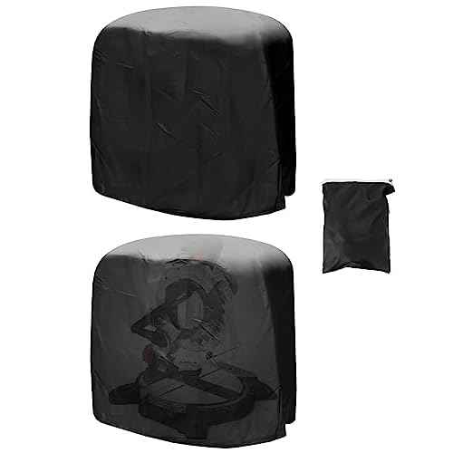 QWORK Dustproof Miter Saw Cover, 2 Pack Waterproof Covers, 210D Oxford Cloth with Bottom Drawcord Fits Most Miter Saws, Planers, Machine Tools, Black