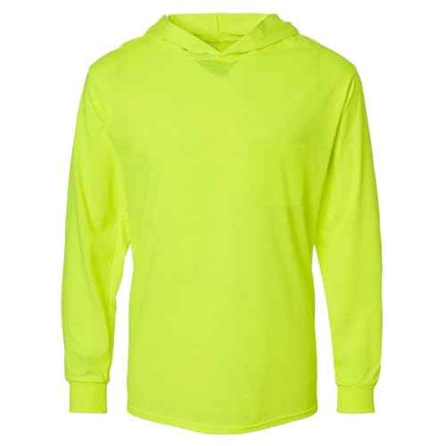 L&M¢ç Hi Vis T Shirt Safety Lime Orange Long Sleeve HIGH Visibility with Hood