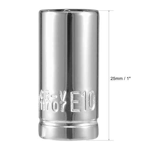 TOP-VIGOR 2Pcs 1/4-inch Drive E10 External Torx Shallow Socket, Cr-V Drive Socket Steel for Auto Repairing and Household