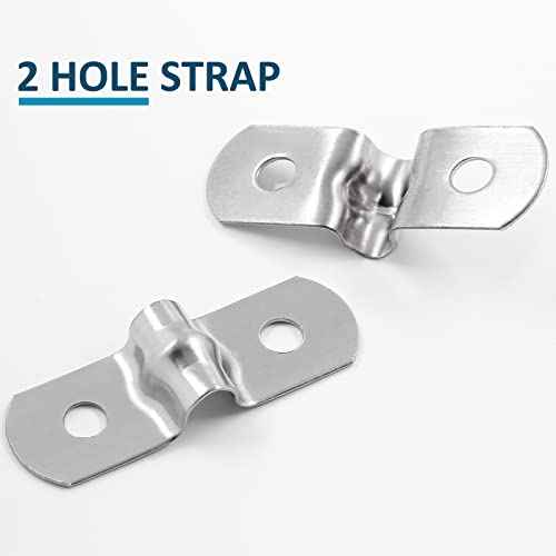 50Pcs M5 Stainless Steel Rigid Pipe Strap, 2-Hole Cable U Bracket Tube Strap Clamp for 0.2 Inch OD Hose