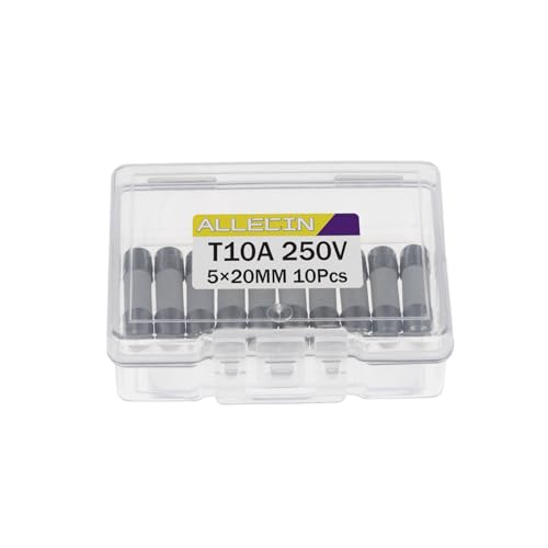 ALLECIN 10 Pack 10A 250V Slow Blow Ceramic Fuses T10A 5x20MM Time Delay