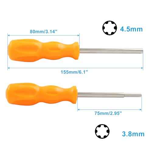 Gamebit Screwdriver Set 3.8mm & 4.5mm Security Screwdriver Bits for Opening NES, SNES, N64, GC, GB Consoles and Cartridages, Orange