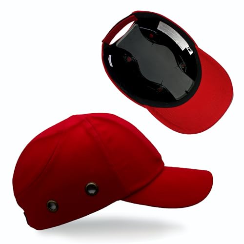 Red Baseball Safety Bump Caps Helmet Hard Hat Head Protection Caps for Men and Women