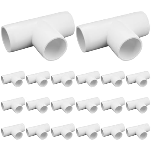 20-Pack 1/2 Inch PVC Tee Fittings - Furniture Grade Pipe Connectors for SCH40 DIY Projects, Outdoor & Indoor Use - Variation: Tee / 1/2 Inch