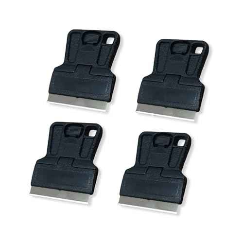 4Pcs Mini Razor Blade Scraper Plastic Razor Blade Scraper Tool 1.5" Blade for Removing Stickers,Glue,Labels,Decal,Paint,Stain,Vinyl