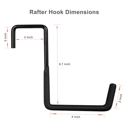 Rafter Hanger Hook 2 Pcs, Large S Hooks, Upgraded Fence Hangers, Ladder and Bike Hanging Hooks for Storage, Heavy Duty Garage Utility Rafter Hook for Hanging Hose, Plants, Chairs and More