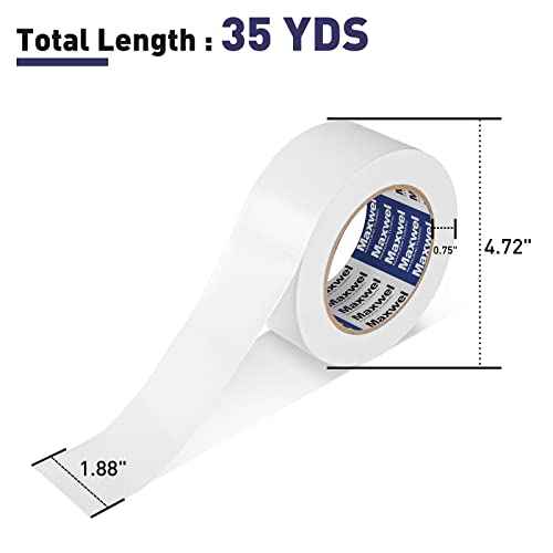 Duct Tape White Heavy Duty - 1.88 in 35 Yds Waterproof No Residue Strong Adhesive Duct Tape Tearable for Indoor Outdoor Use,Multi Purpose Home Repair