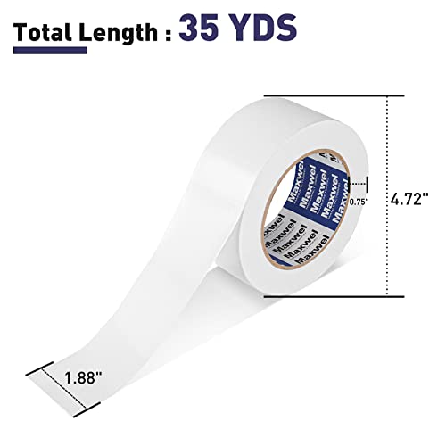 Maxwel Heavy Duty Waterproof White Duct Tape - Home Repair, 1.88 inch x 35 yards