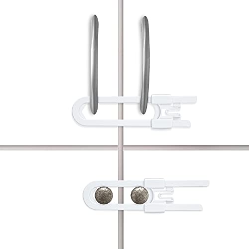 Vmaisi 8 Pack Baby Sliding Cabinet Locks - Adjustable U Shaped Child Safety Locks,Childproof Latches for Kitchen Bathroom Storage Cupboards Doors, Handles and Knobs White
