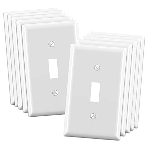 ELEGRP White 1-Gang Toggle Light Switch Wall Plate Pack of 10