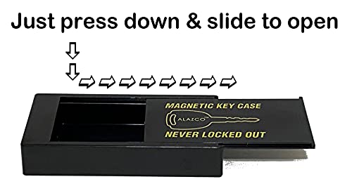ALAZCO Magnetic Under Car Key Holder - Hidden Spare Key Case, Weatherproof ABS, Large Size for Valuables and Keys