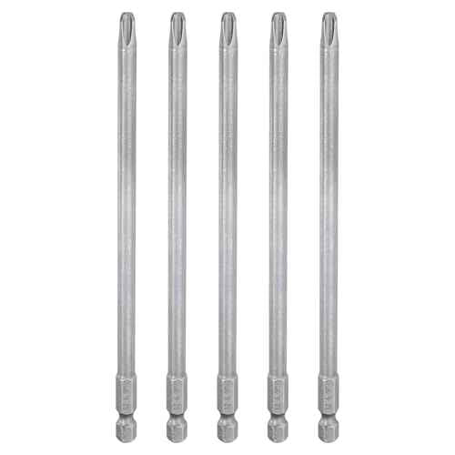 HARFINGTON 5pcs #3 Phillips Screwdriver Bit PH3 1/4" Hex Shank 6" (150mm) Long Magnetic S2 Steel Industrial Grade Screw Driver Bit Cross Head Electric Drill Bits 0.236" (6mm) Rod