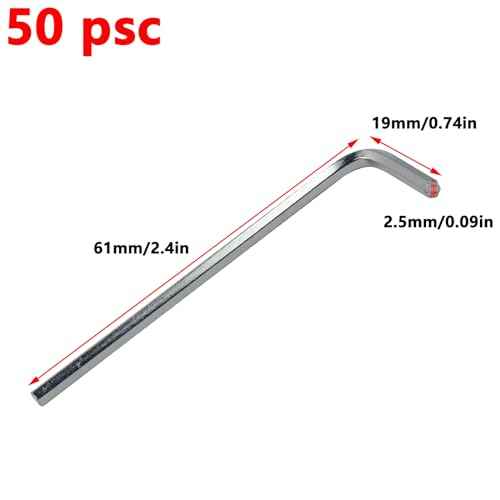 Antrader 2.5mm Allen Wrench L-Shaped Hex Key Wrench Set - 50 Piece Repair & Installation Tool