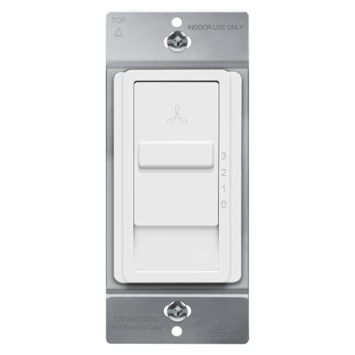 TOPGREENER Kalide 3-Speed Fan Wall Switch White, 1 Pack (Single-Pole)