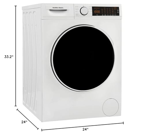 Hamilton Beach HBFW3205 Fullsize Washer-LED Digital Display Panel-5 Wash Cycles-Front Load Design-2.2 cu ft, 24 inch Wide, White